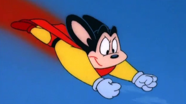 Mighty Mouse flying down on Mighty Mouse: The New Adventures S1E5