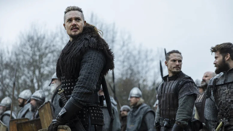 Alexander Dreymon as Uhtred, surrounded by soldiers in "The Last Kingdom."