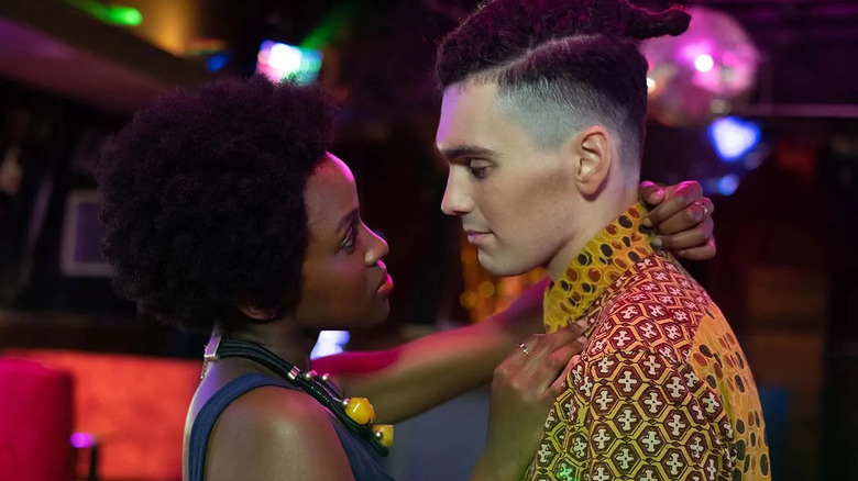 Sephy Hadley (Masali Baduza) and Callum McGregor (Jack Rowan) slow dance closely in Noughts + Crosses