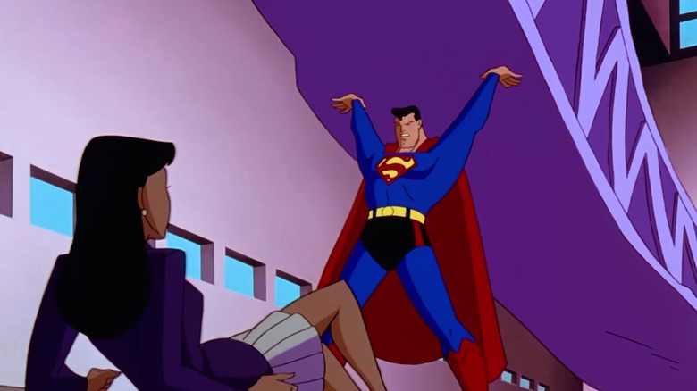 Dana Delany's Lois Lane looking at Tim Daly's Superman in Superman: The Animated Series
