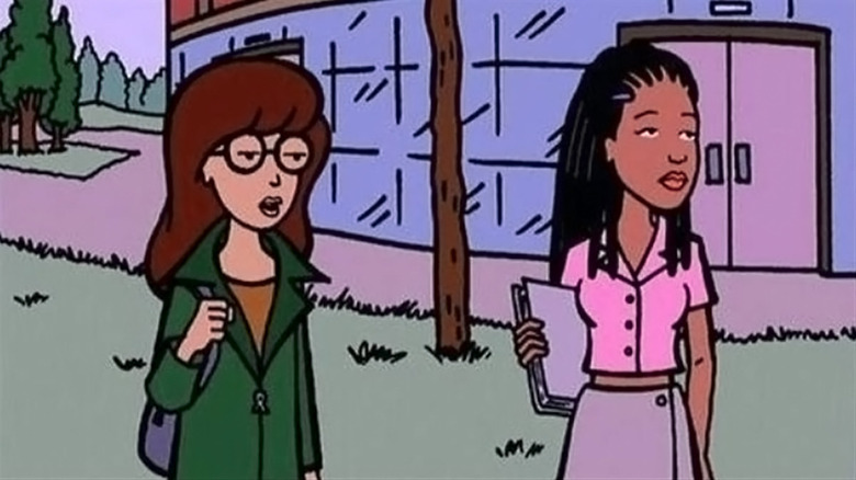 Daria Morgendorffer (Tracy Grandstaff) speaks with Jodie Landon (Jessica Cydnee Jackson) in Daria
