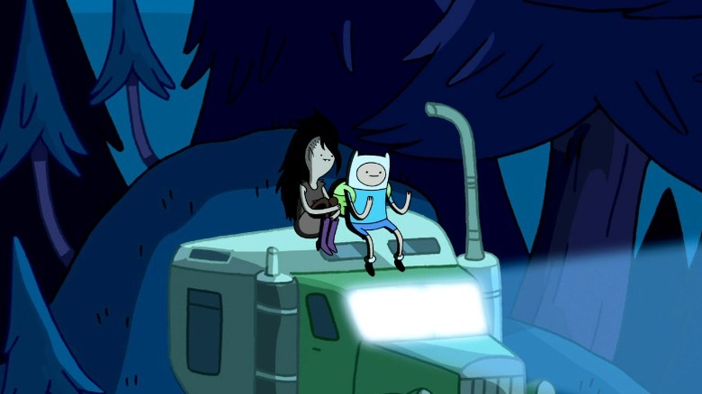 Marceline and Finn watching a movie at a drive-in theater on Adventure Time S2E20