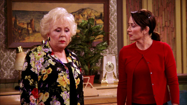 Doris Roberts as Marie Barone looks sad next to Patricia Heaton as Debra Barone in Everybody Loves Raymond