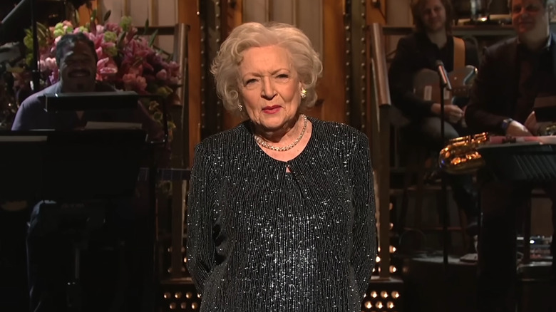 Betty White performs her opening monologue on SNL.