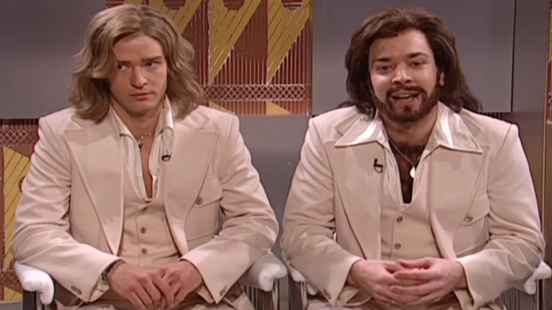 Justin Timberlake and Jimmy Fallon on the Barry Gibb Talk Show on SNL.