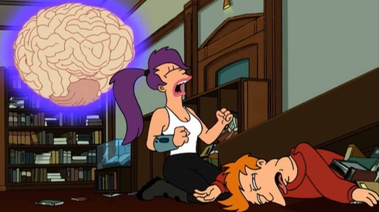 Brain Spawn, Leela, and Fry on Futurama