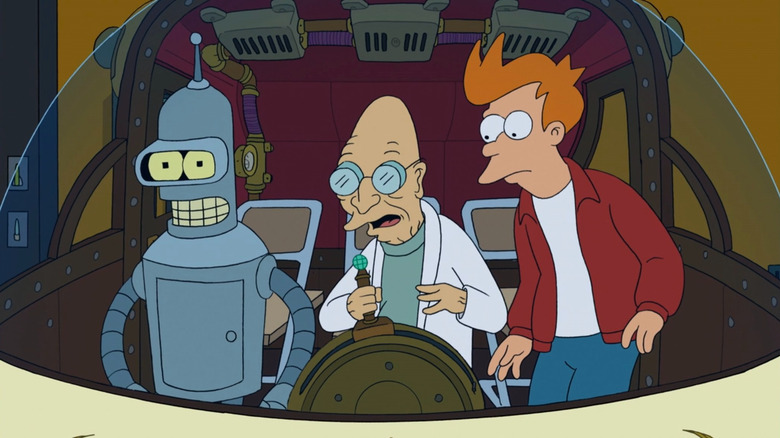 Bender, Farnsworth, and Fry on Futurama
