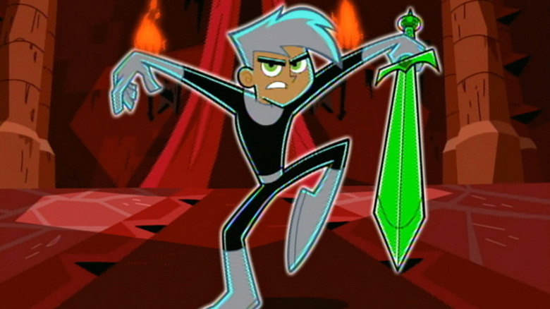 Danny Phantom wields a green sword in Danny Phantom.