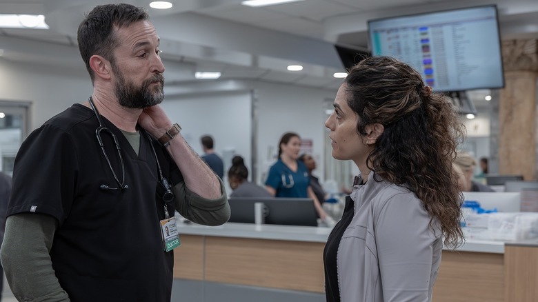 Noah Wyle as Dr. Robby and Sepideh Moafi as  Dr. Al-Hashimi in The Pitt