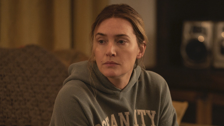 Kate Winslet as Mare in a sweatshirt in "Mare of Easttown."