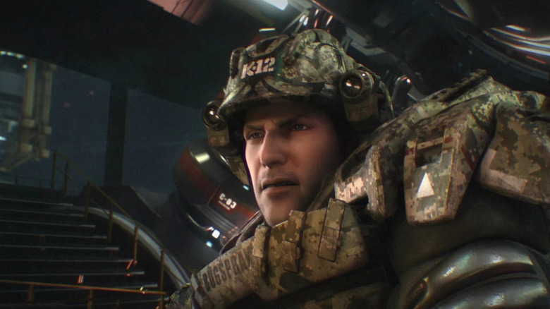 A soldier prepares for battle in Roughnecks: Starship Trooper Chronicles