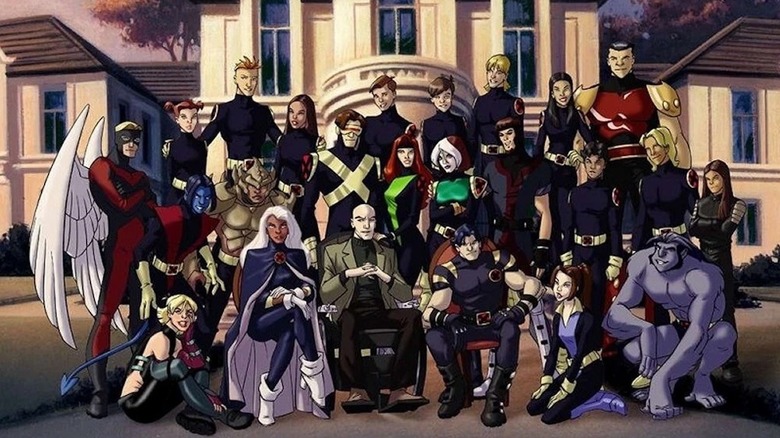 The X-Men posing with Charles Xavier in X-Men: Evolution