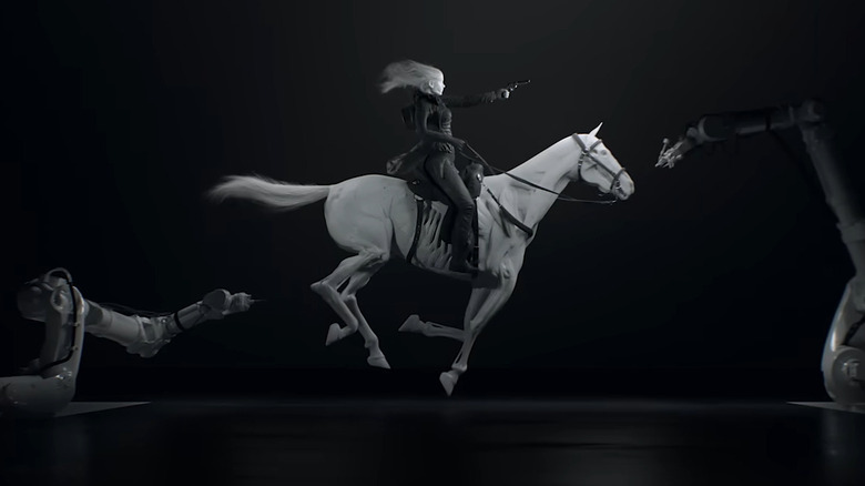 A figurine riding a horse in the Westworld intro
