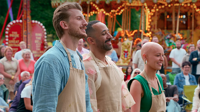 Tom, Aaron and Jasmine in The Great British Baking Show Collection 13