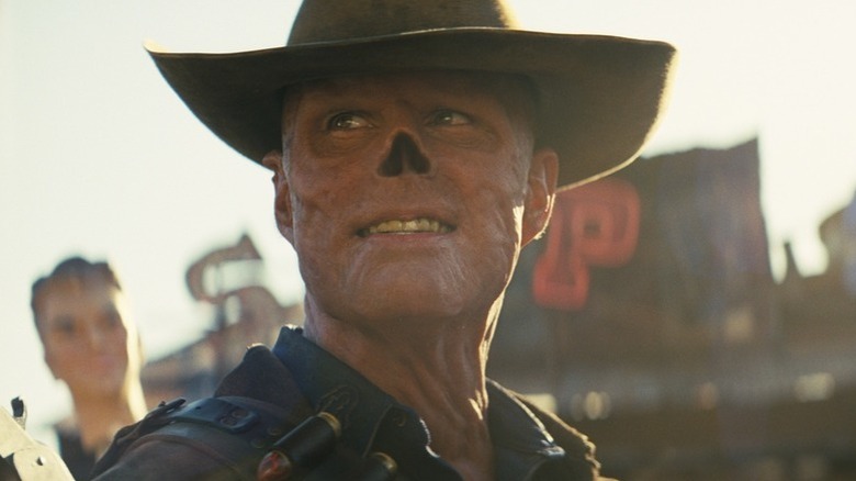 Walton Goggins' Cooper "The Ghoul" Howard wearing a cowboy hat on Fallout