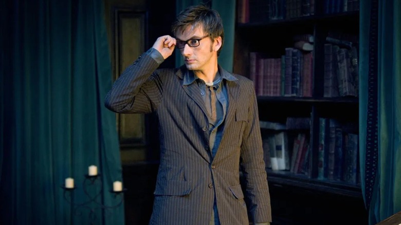 The Doctor looks off to the side in "Doctor Who."