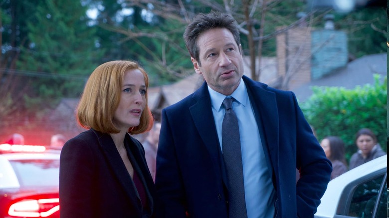 Dana Sculley and Fox Mulder look ahead in "The X-Files."
