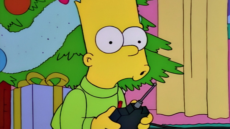 Bart plays with a toy firetruck in "The Simpsons."
