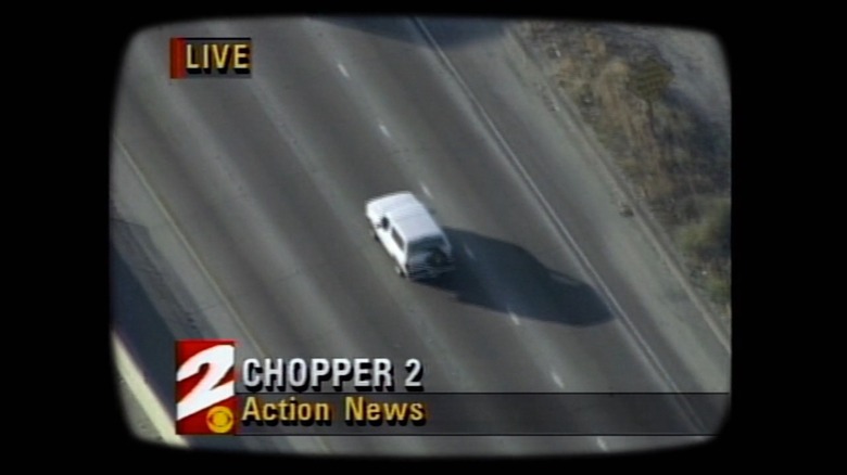 OJ's white Bronco as seen on CBS 2 Action News, from OJ: Made in America