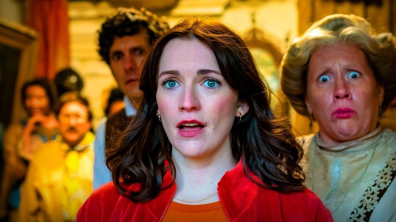 Alison Cooper looks surprised in Ghosts