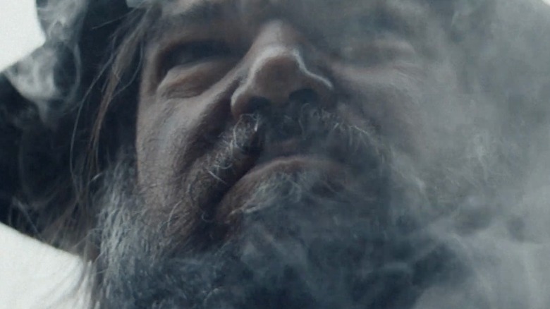 Blackbeard surrounded by smoke, close-up