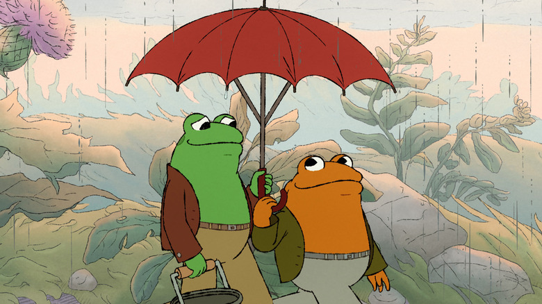 Frog and Toad sharing an umbrella in Frog & Toad
