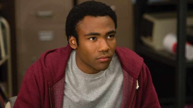 Donald Glover as Troy looking serious in Community