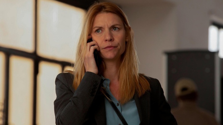 Carrie Mathison speaking on a cellphone