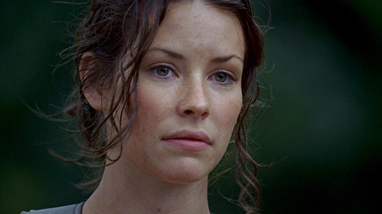 Evangeline Lilly as Kate Austen looks serious in Lost