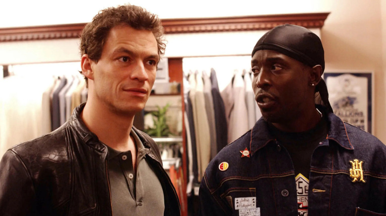 Jimmy McNulty (Dominic West) with Omar Little (Michael K. Williams) in The Wire