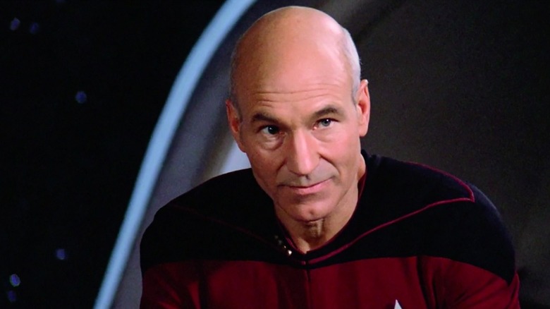 Jean-Luc Picard (Patrick Stewart) looks up from his ready room in Star Trek: The Next Generation