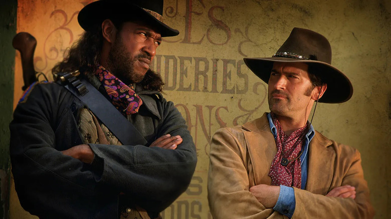 Brisco County (Bruce Campbell) glares on The Adventures of Brisco County, Jr.