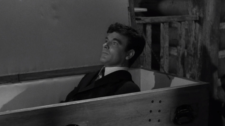 Jeff (James Best) sitting up in his coffin on "The Twilight Zone."