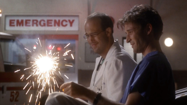 Anthony Edwards as Dr. Mark Greene and Noah Wyle as Dr. John Carter in ER Season 3, Episode 1