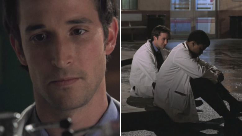 Noah Wyle as Dr. John Carter and Sharif Atkins as Michael Gallant in ER Season 8, Episode 20