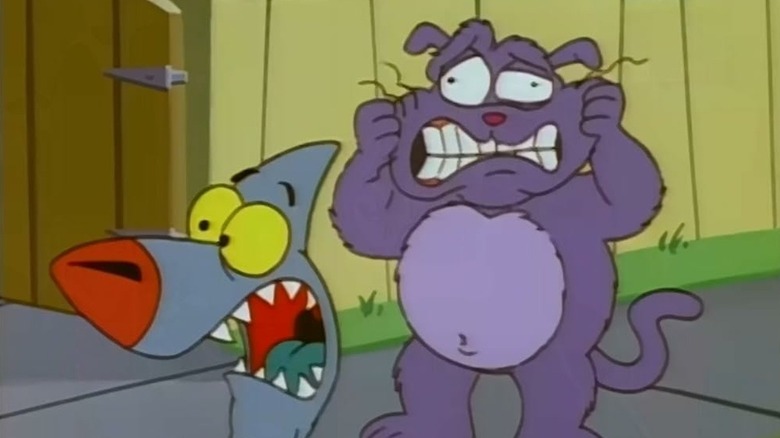 Sharky and Eek make funny faces on Eek! The Cat