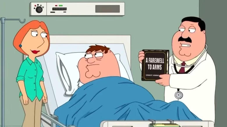 Lois, Peter, and Dr. Hartman on Family Guy