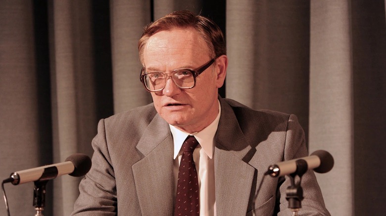Valery Legasov (Jared Harris) speaks into a microphone in Chernobyl