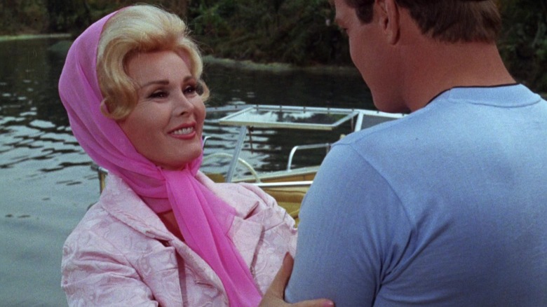 Zsa Zsa Gabor as Erika Tiffany Smith and Michael Witney as Johnny set out on a yacht trip on Gilligan's Island.
