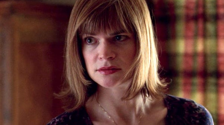 Betsy Brandt as Marie Schrader looks scared on Breaking Bad