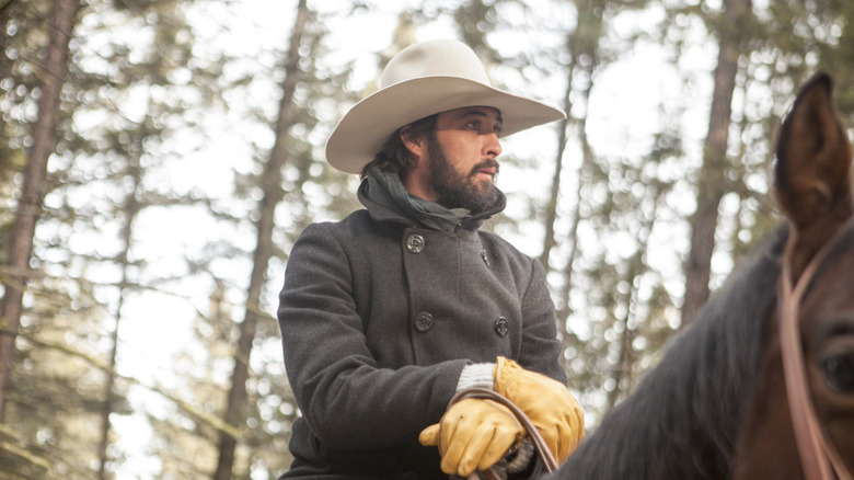 Ryan Bingham's Walker riding a horse on Yellowstone