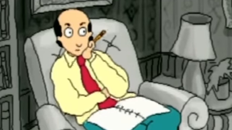 Dr. Katz sitting in his armchair on Dr. Katz, Professional Therapist S4E8
