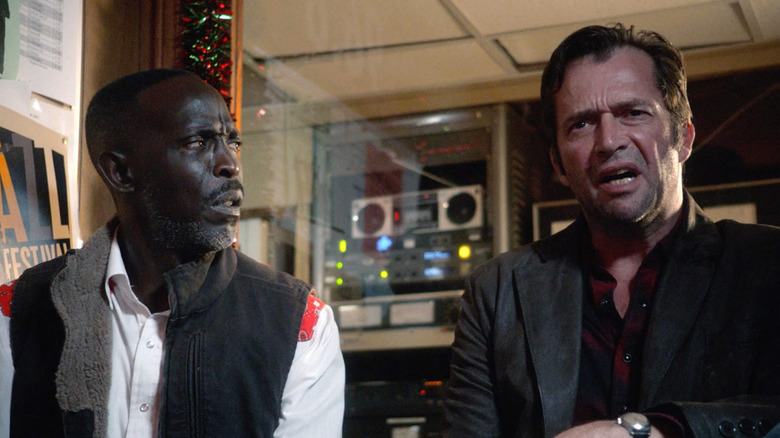Leonard (Michael K. Williams) looking at a crying Hap (James Purefoy) on "Hap and Leonard."