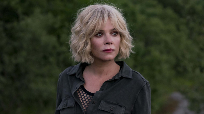 Anna Friel's titular character standing outside on "Marcella."
