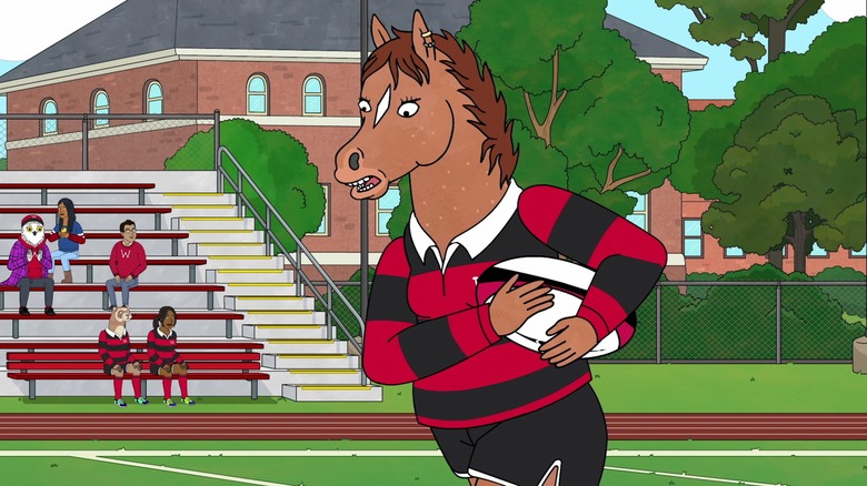 BoJack Horseman clutches a football while running in "BoJack Horseman."