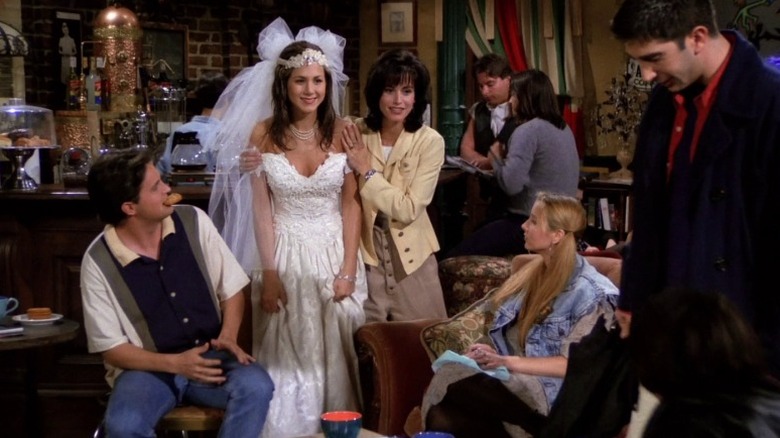 Monica introducing Rachel to the group on Friends