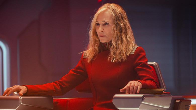 Holly Hunter as Nahla, captaining the starship Athena, on Starfleet Academy.