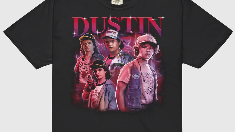 One of many official Dustin T-shirts, this one from Netflix's Stranger Things online store.