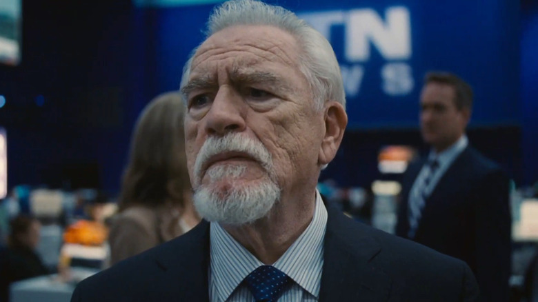 Logan Roy (Brian Cox) looks worried in Succession