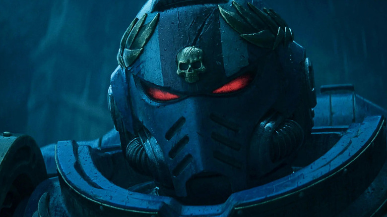 An ultramarine glares through their armor in Secret Level